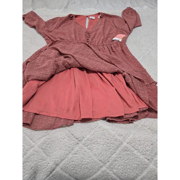 Arula Womens Tiered Dress With Textured Dot Design Dusty‎ Rose M - Picture 5 of 14